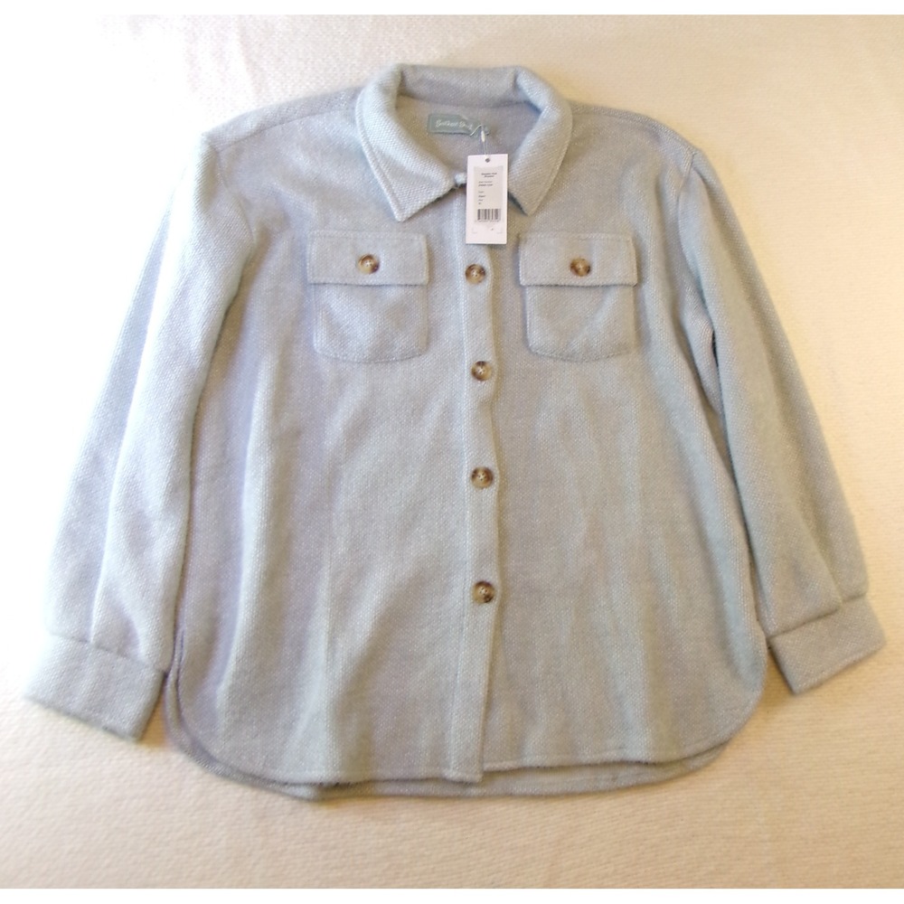 Southern Shirt Co Sweater Knit Shacket Vapor Blue Button Down Womens‎ XL NWT